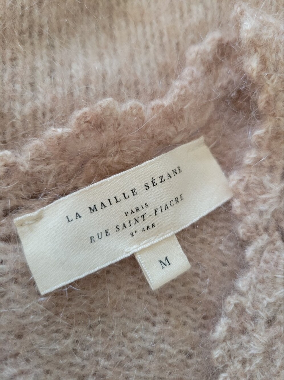 Sezane Angelo Cardigan Mohair Merino Wool Cream Beige Sweater Quiet Luxury MD - Picture 9 of 16